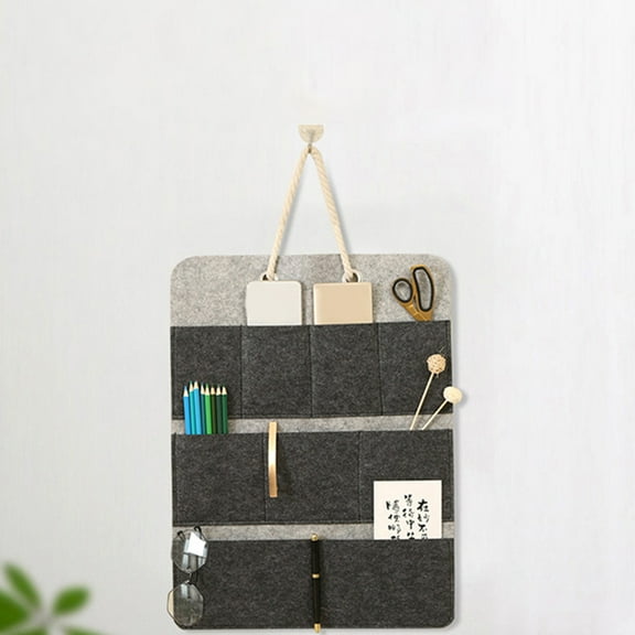 PTOOTP Black Felt Hanging Organizer with Multiple Pockets for Closet Door or Wall, Storage Solution for Clothes, Accessories, and More
