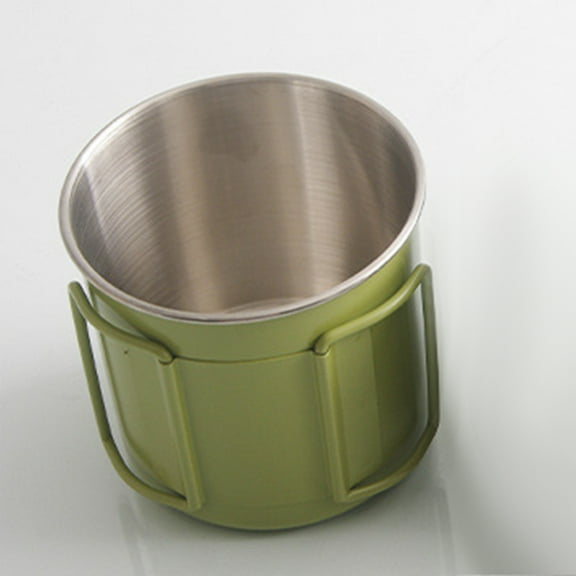 PTOOTP Back to School Round Top Edge Fashionable Design Camping Cup Green Stainless Steel 1Pcs 8.5x3.3in