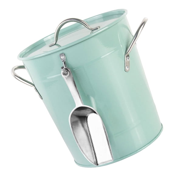 PTOOTP Portable Green Insulated Iron Bucket for Home Beverage Cooling - Outdoor Drink Cooler 1 Set