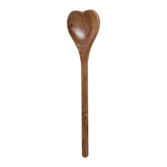 PTOOTP Elegant Acacia Wood Heart-Shaped Spoon for Kitchen Cooking, Baking, and Dessert Serving in Light Brown