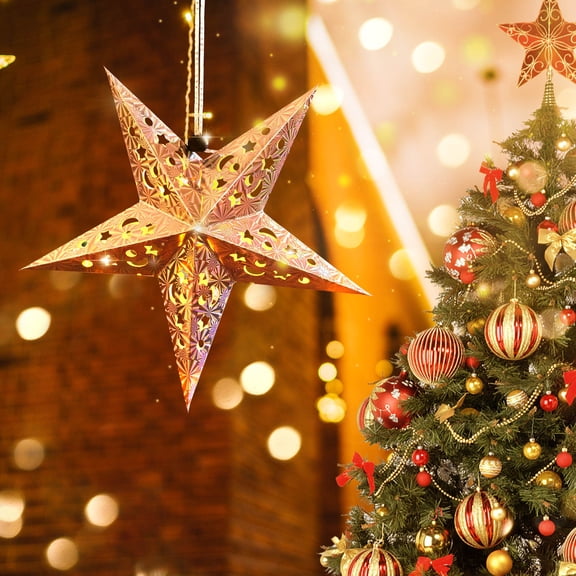 PTOOTP 1 Set Multicolor Star Paper Lantern Hanging Decor with LED Light for Home Party, Wedding, Birthday, Festival