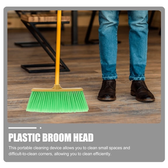 PTOOTP Green Plastic Broom with Thick Bristles, Easy to Install, Ideal for Floor, Kitchen, and Household Cleaning