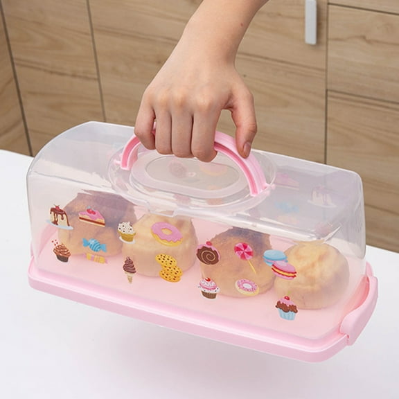PTOOTP Pink Portable Bread Box with Lid - PP Material, Moisture-Proof Storage