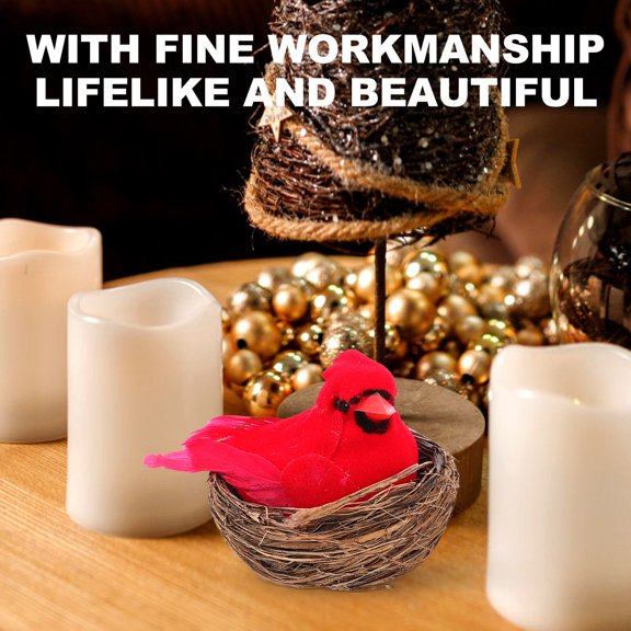 PTOOTP 1Set Realistic Cardinal Fake Bird Ornament with Clip for Home and Outdoor Scenes