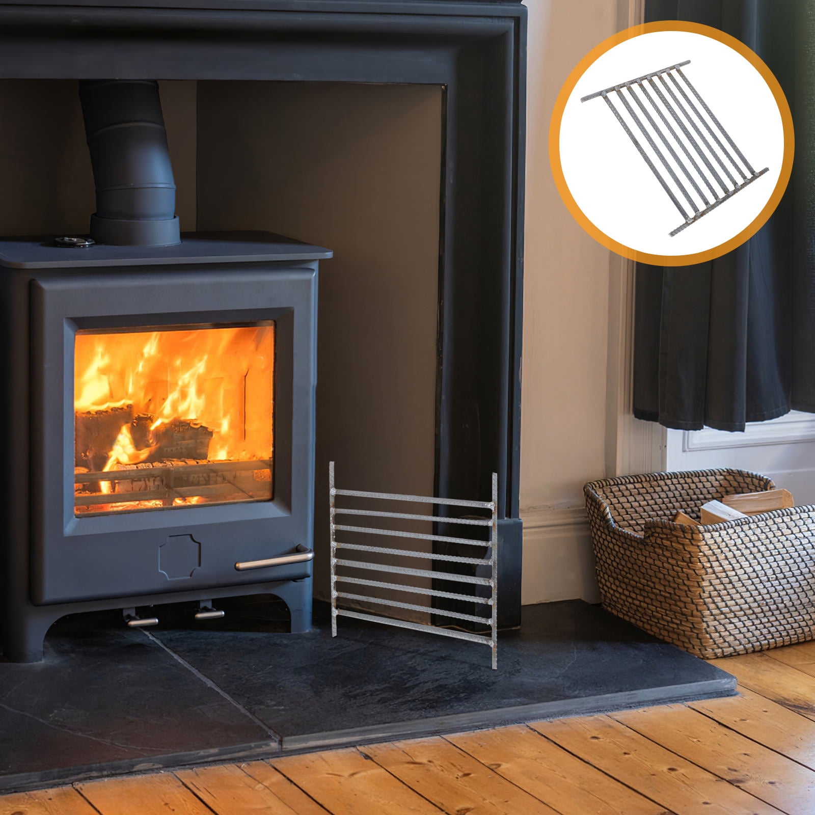 PTOOTP Fireplace Grate Steel Bar Heat Resistant Non Slip Fire Pit ...