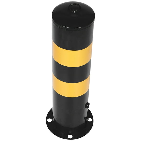 PTOOTP Steel Safety Bollards Cylindrical Parking Barrier Black Traffic Post Outdoor