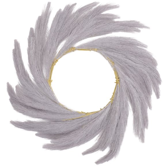 PTOOTP Grey Faux Phragmites Wreath, Polyester Decorative Wreath for Farmhouse, Home, Seasonal and Rustic Wall Decor