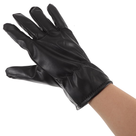 PTOOTP 2 Pairs Black Windproof Cycling Gloves with PU Palm, Touchscreen Compatible, Warm Gloves for Biking & Outdoor Use