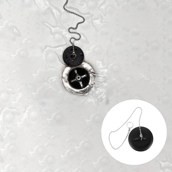 PTOOTP Silicone Drain Plug Set, 2 Pieces Black, Wear-Resistant, Easy to Use and Clean, Replacement for Plumbing and Drainage