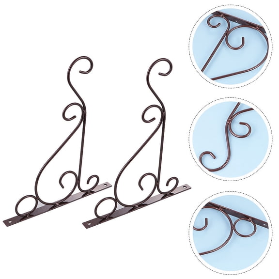 PTOOTP 2 Pcs Outdoor Hanging Pot Brackets Iron Brown Plant Hangers for Garden Home Patio