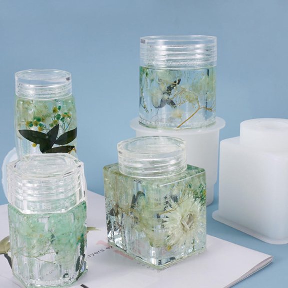 PTOOTP DIY Silicone Mould White Resin Storage Bottle for Crafting Accessories