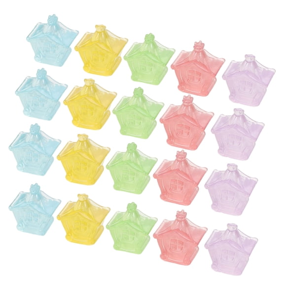 PTOOTP 20 Pcs Glow in the Dark Resin House Figurines, Assorted Colors Garden Decor Accessories for Outdoor and Indoor