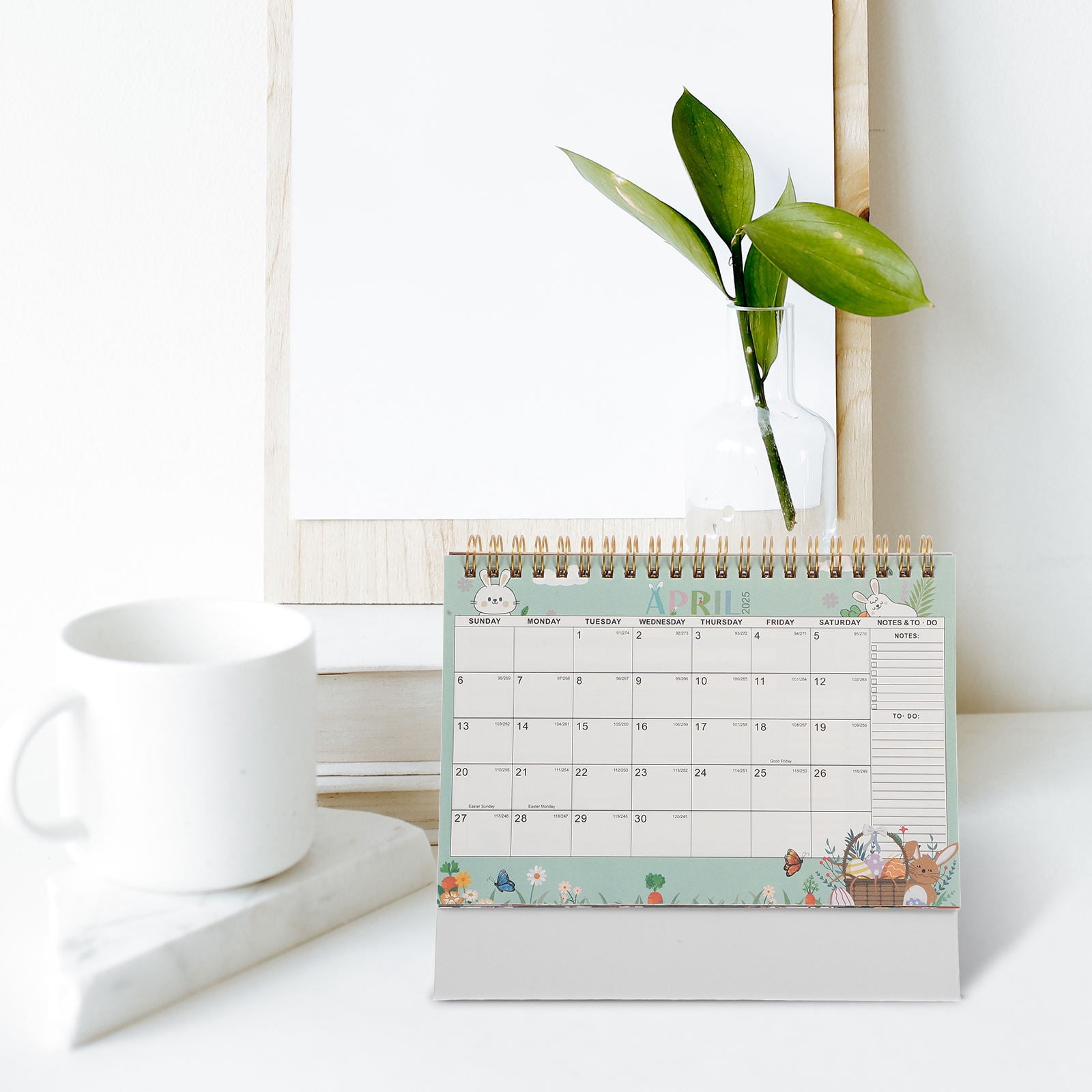 PTOOTP White 2025 Paper Flip Desk Calendar with Metal Coil Binding for ...