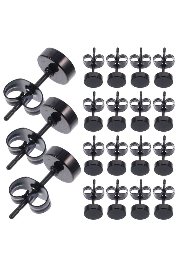 Black Titanium Steel Earrings Round Shaped Comfortable for Long Wear 20Pcs