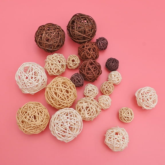 PTOOTP 21Pc Assorted Color Sepaktakraw Vine Ball Ornaments for Wall Door Window Decoration