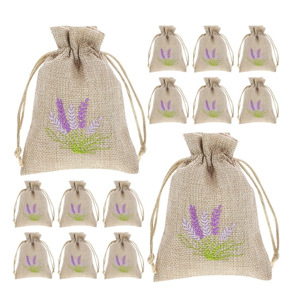 PTOOTP 22Pcs Small Refillable Linen Sachet Pouches with Lavender Embroidery for Jewelry and Spice Organization