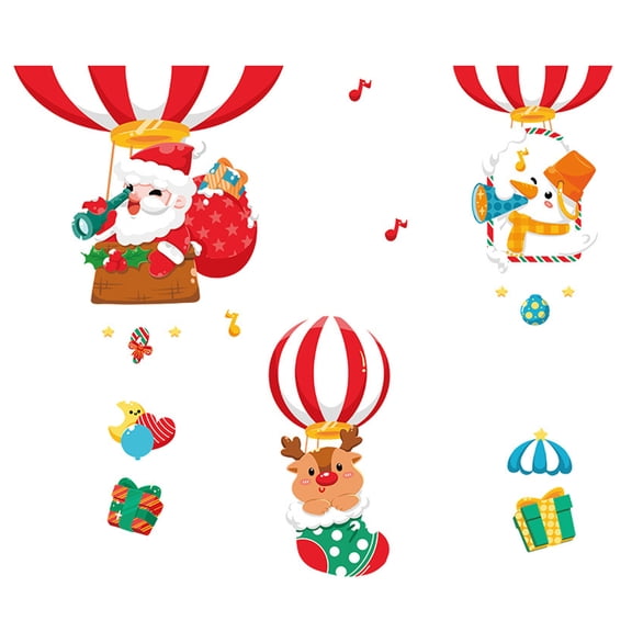PTOOTP 2Pcs Santa Claus Christmas Window Stickers PVC Removable Decorative Wall Decals