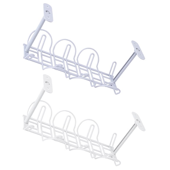 PTOOTP Under Desk Cable Organizer Tray 2-Pack Plastic Storage Holder for Office and Home Workspace Management