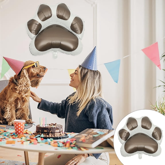 PTOOTP 2Pcs Adorable Grey Dog Paw Foil Balloons Inflatable Aluminum Party Balloon Decor