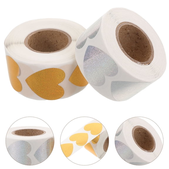 PTOOTP Self-Adhesive Heart Shaped Stickers, Multi-Color, Decorative Seals for Weddings, 2Pcs