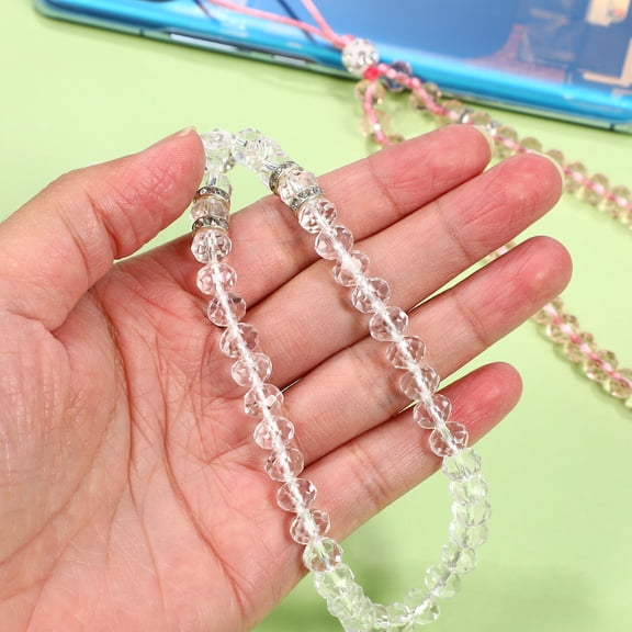 PTOOTP 2Pcs Artificial Crystal Lanyard for Phone Case String Wrist Holder in Pink and White