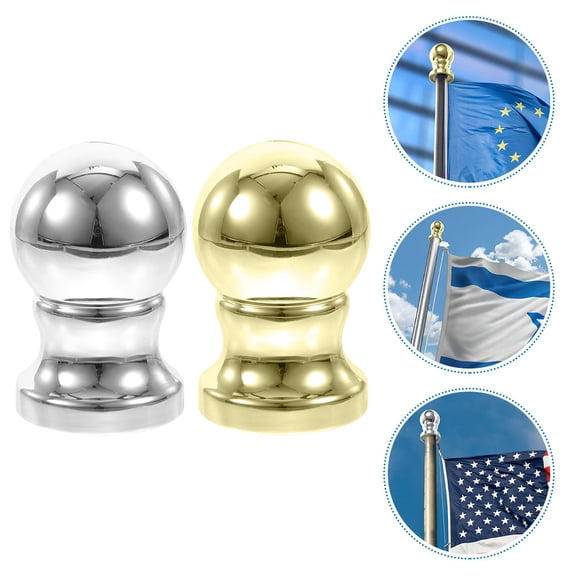 PTOOTP 2-Pack Flag Pole Finial Ball Replacement for Flagpole Accessories, Easy to Install, Assorted Colors