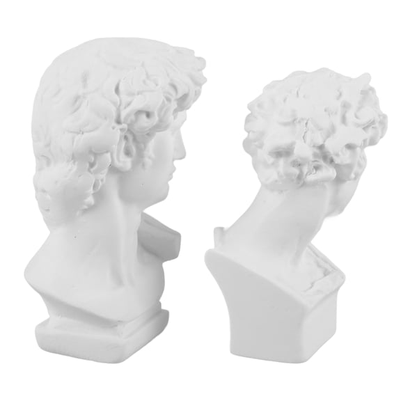 PTOOTP 2-Piece White Mini Bust Statue Decor Set Resin Figurines for Home Office Shelf Display