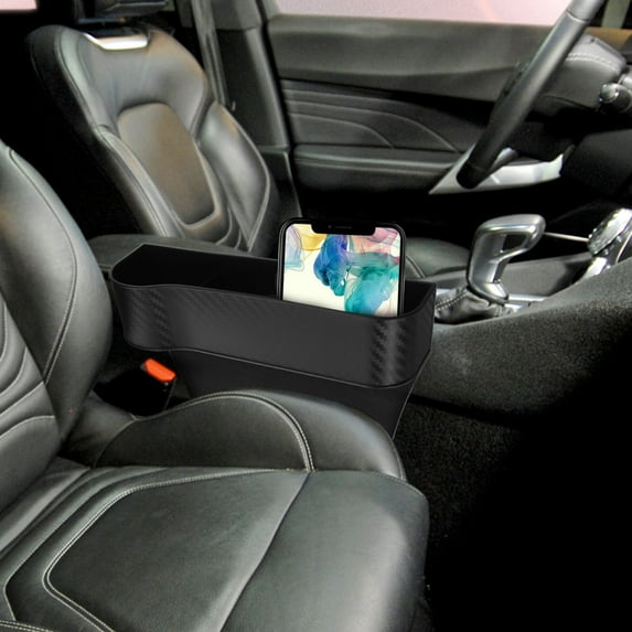 PTOOTP 2-Pack Black Plastic Car Seat Gap Storage Boxes Organizer for Vehicle Interior Accessories and Small Item Holder