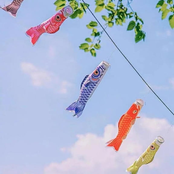 PTOOTP 2Pcs Carp Windsock Streamer White Fabric Diy Graffiti Hanging Decoration for Families Lawns