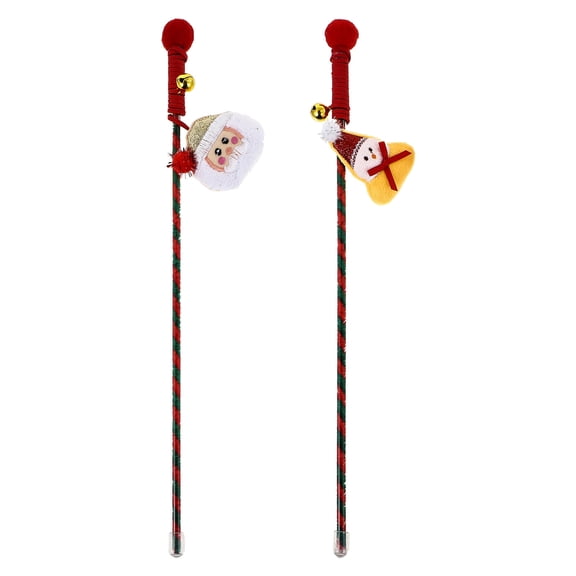 PTOOTP Cat Teasing Rods Xmas Elements Cotton Rope PP for Pet Use 2Pcs