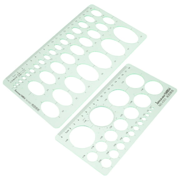 PTOOTP 2pcs Green Plastic Circle & Oval Geometric Stencil Unisex All Ages for DIY Crafts & Geometric Drawing