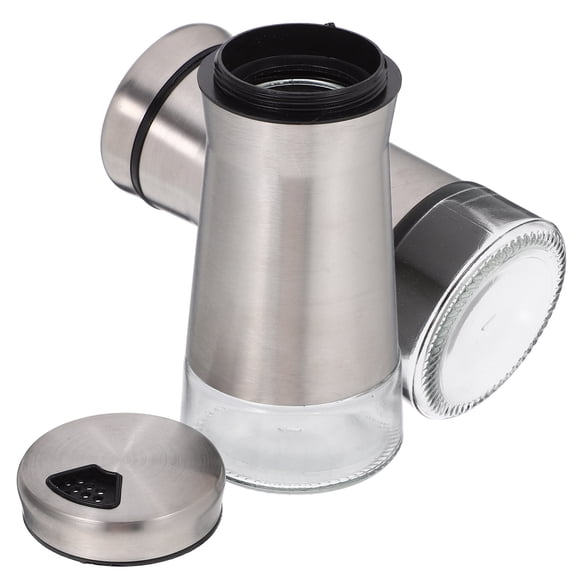 PTOOTP 2-Pack Glass Seasoning Shakers with Non-Leak Lids Salt and Spice Containers for Kitchen
