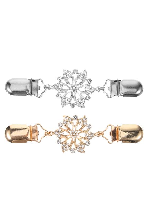 2-Pack Metal Cardigan Clips with Hollow Floral Design, Elegant Brooch Pins for Sweaters, Jackets, and Fashion Accessories