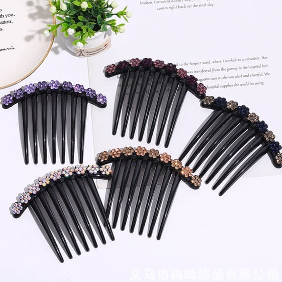 PTOOTP 2Pcs Flower Pattern Hair Combs with 7 Teeth Rhinestone Decoration for Elegant Party and Wedding Hairstyles
