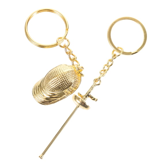 PTOOTP 2Pcs Golden Metal Keychain Pendant Decorative Fencing Sword Shape for Backpack