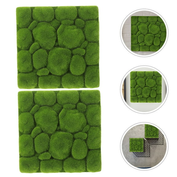 PTOOTP 2pcs Green Artificial Moss Foam Panels for Wall Decor, Home, Office, Craft, 11.8 x 11.8 x 1.4 inches