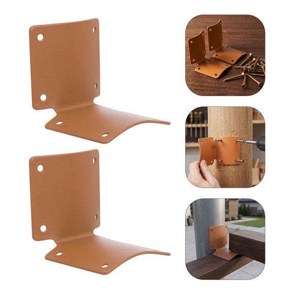 PTOOTP 2Pcs Heavy Duty Metal Round Post Brackets Orange Enhanced Weather Resistance for Home Fence Repair