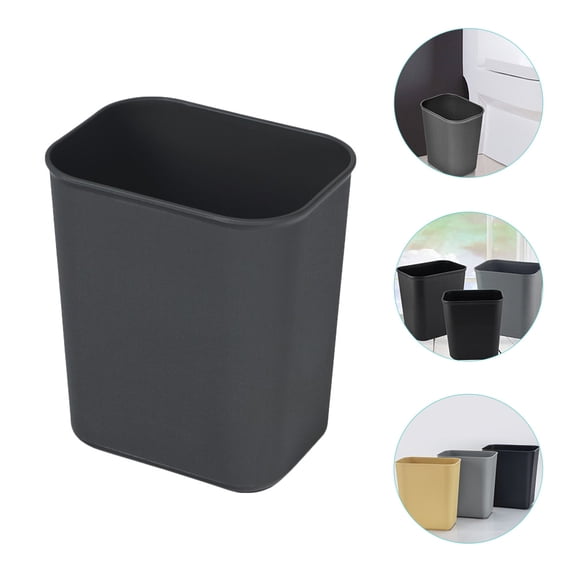 PTOOTP 2-Pack Black Rectangular Trash Bins Set, Simple and Stylish Design for Bedroom, Kitchen, Bathroom, and Home Use