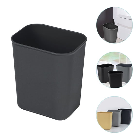 PTOOTP 2-Pack Black Rectangular Trash Bins Set, Simple and Stylish Design for Bedroom, Kitchen, Bathroom, and Home Use