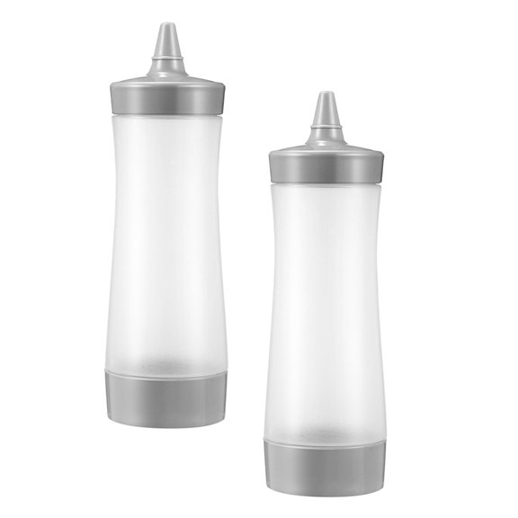 PTOOTP 2-Pack Kitchen Squeeze Bottles for Condiments and Sauces, Grey, PP & PE Material Containers