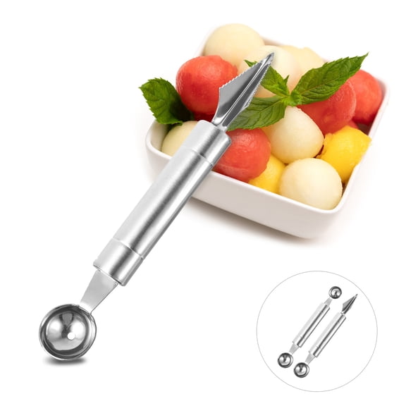 PTOOTP 2-Piece Melon Baller Scooper Set Stainless Steel Fruit Scoop Carving Tool for Kitchen and Fruit Preparation