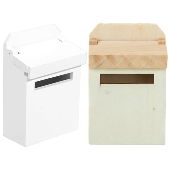 PTOOTP 2Pcs Mini Mailbox Prop Natural Wood for Mini House Decor and Playhouse Accessories