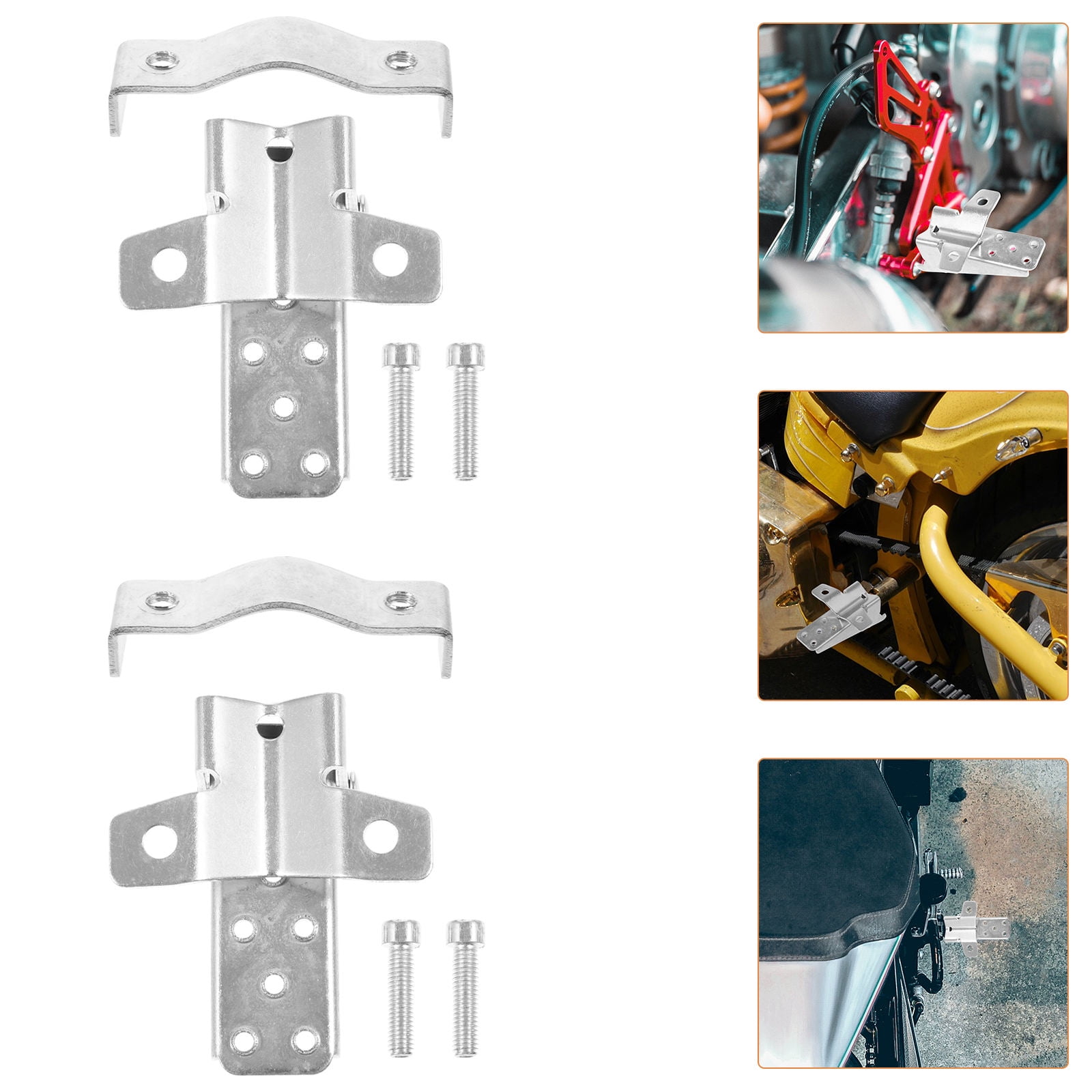 PTOOTP 2Pcs Motorcycle Passenger Foot Peg Metal Silver Shock-absorbing For Use