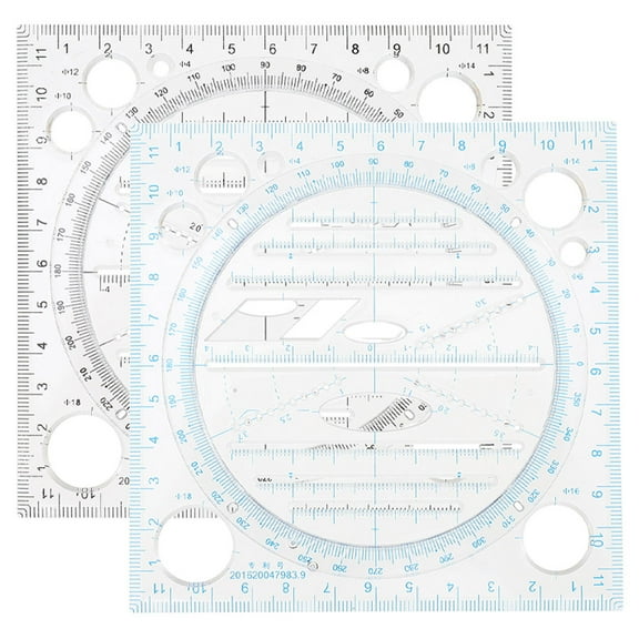 PTOOTP 2Pcs Multi Functional Ruler for Art Design and Architectural Drawing Black Abs