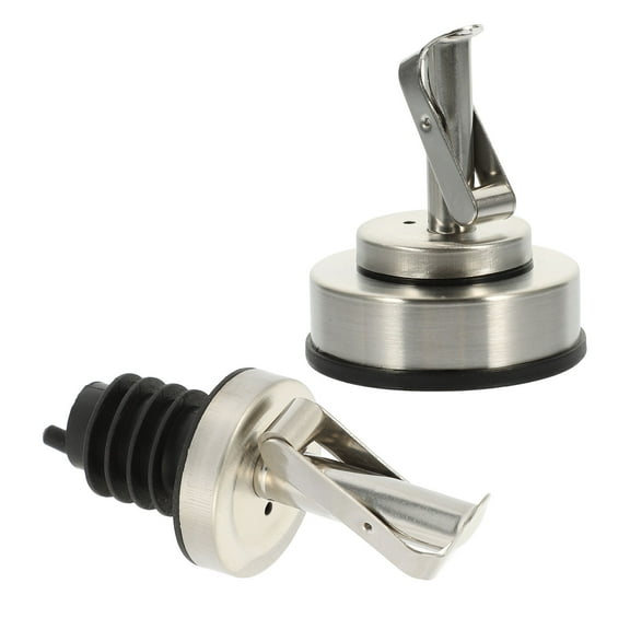 PTOOTP 2-Pack Stainless Steel and Plastic Oil Pourer Spouts Leakproof Easy to Use for Kitchen Bottles