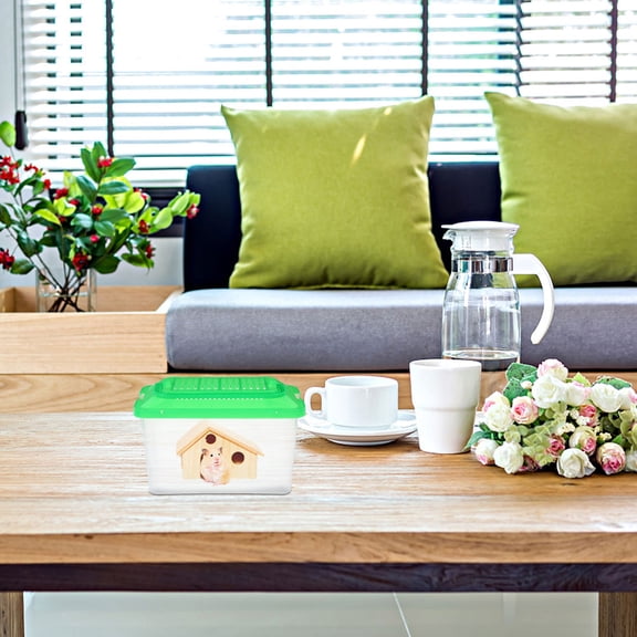 PTOOTP 2Pcs Plastic Fish Container Reptile Breeding Case Lightweight Portable Tank with Handle