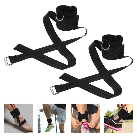 PTOOTP 2Pcs Adjustable Black Ankle Bind Buckle Straps for Leg Strength Exercise and Fitness Training
