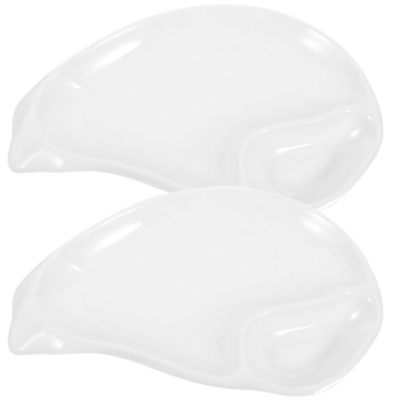 PTOOTP White French Fries Dipping Plates, 2 Pieces, Easy to Clean Snack Sauce Bowls for Fries and Appetizers