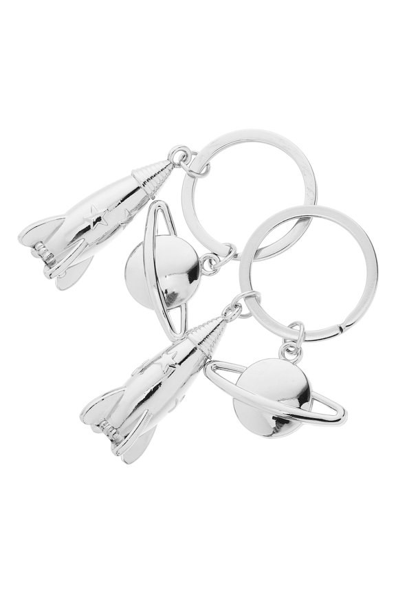 Rocket Key Pendant Space Planet Decorative Zinc Alloy 2Pcs