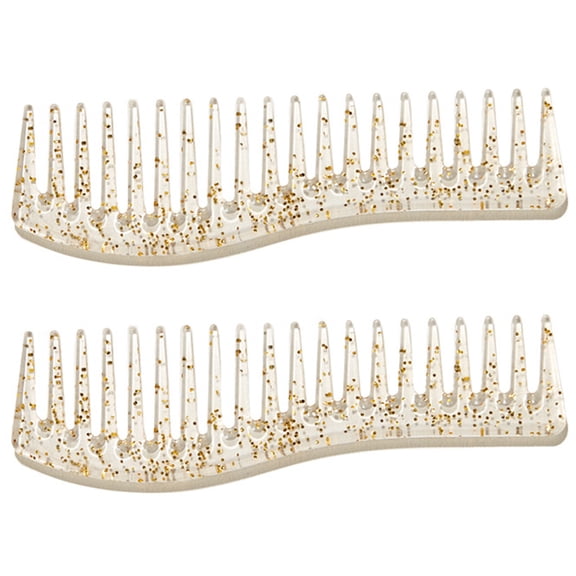 PTOOTP 2Pcs Travel Wide Tooth Combs Detangling for Women Daily Use Beige Plastic